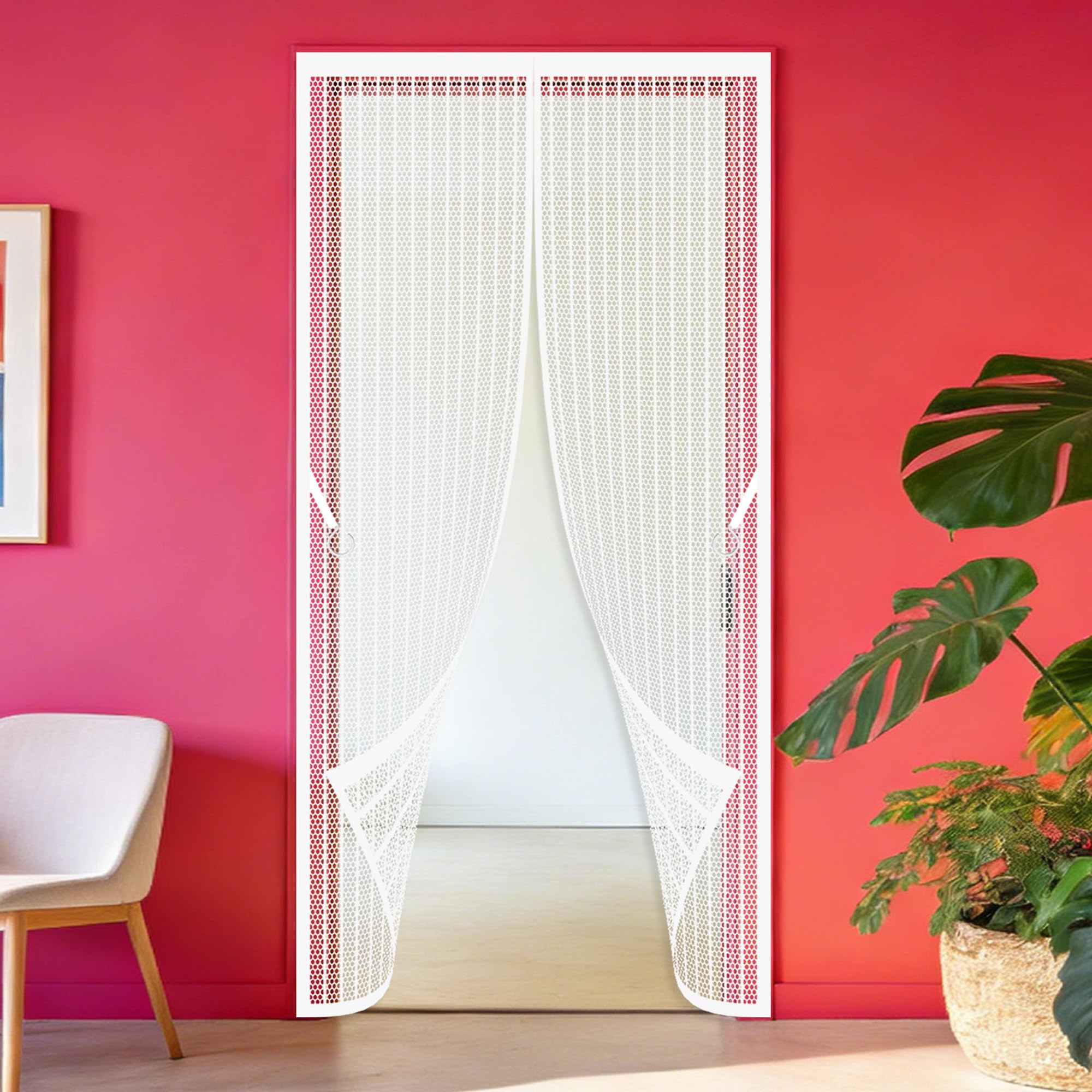Magnetic Fly Insect Screen Door 94 x 239 cm Hundreds of Sizes Fly Nets for Doors Keep Fresh Air in Bugs Out Suitable for Patio Room Balcony Bedroom, White