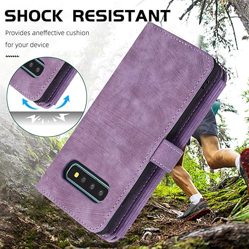 Miniatura 4 de Diseño para Samsung Galaxy S10 - Funda tipo cartera cruzada con ranuras para tarjetas de piel sintética, función atril, cierre magnético, con