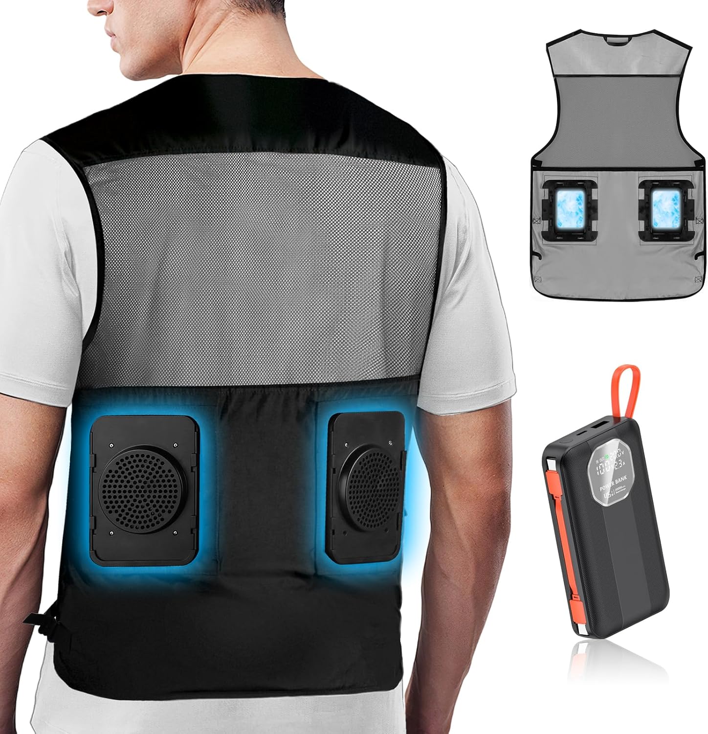 ペルチェ式冷却ベスト【2025年最新・超大冷却面プレート付き】20000mAh