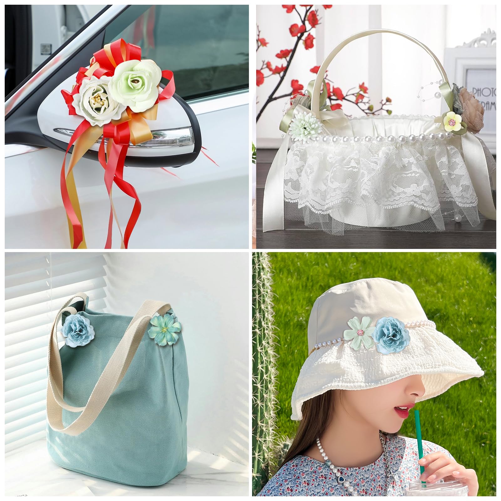 20 Teste Di Fiori Artificiali - Mini Rose E Peonie In Plastica Per Decorazioni, Matrimoni, Fai Da Te - Foto 4