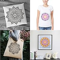 Vista 5 de Paquete de 9 plantillas de Rangoli grandes de 12 x 12 pulgadas, plantillas de mandala, plantilla de pintura cortada con láser para arte de 12x12