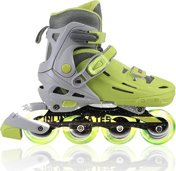 C SEVEN C7skates Adjustable Kids Inline Skates with Protective Pads (Flash, Size L)