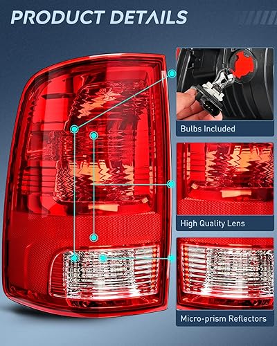 Miniatura 7 de Nilight Conjunto de luz trasera del lado del conductor para Dodge Ram 1500 2500 3500 2014 2015 2016 2017 2018 Dodge Ram 1500 2500 3500 reemplazo de