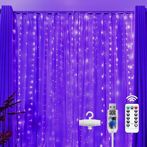 Purple Fairy Curtain Lights - 9.8ft x 9.8ft
