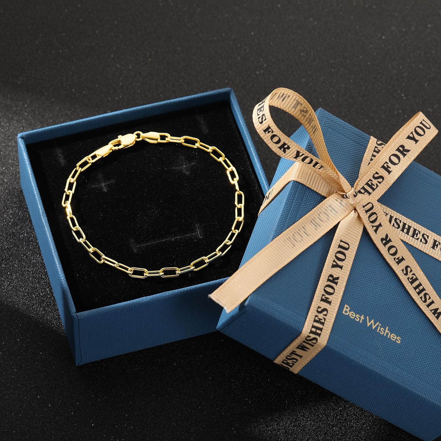 14K Gold Plated Bracelets for Women & Men,3mm Paperclip Gold Chain Bracelet Unisex Handmade Stackable Bracelets Jewelry, 8Inch