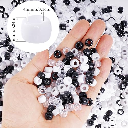 Miniatura 2 de 1000 cuentas de poni de Halloween, cuentas redondas opacas de plástico para decoración del hogar, collares, pulseras, aretes, manualidades (negro,