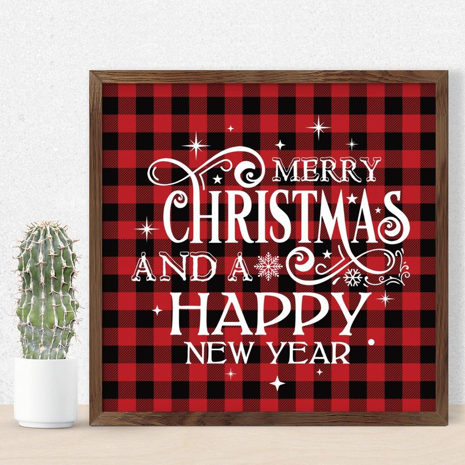 Panneau Merry Christmas en bois rustique pour déco murale chalet