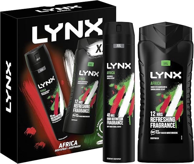LYNX Africa XXL Duo bodywash & body spray perfect for his daily routine, 2 piece Gift Set for him