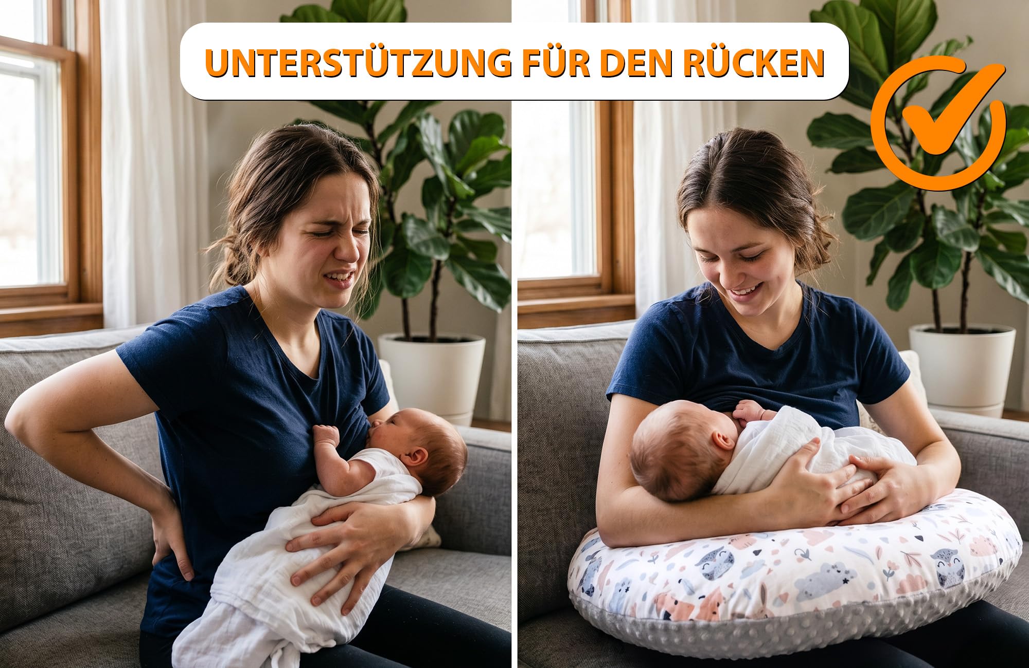 Totsy Baby Coussin Allaitement et Grossesse 130 cm- Coussins d'allaitement Bebe et Oreiller de maternité pour Femme Enceinte Minky Petit oreillers Maternite Oeko-Tex Cerf Gris