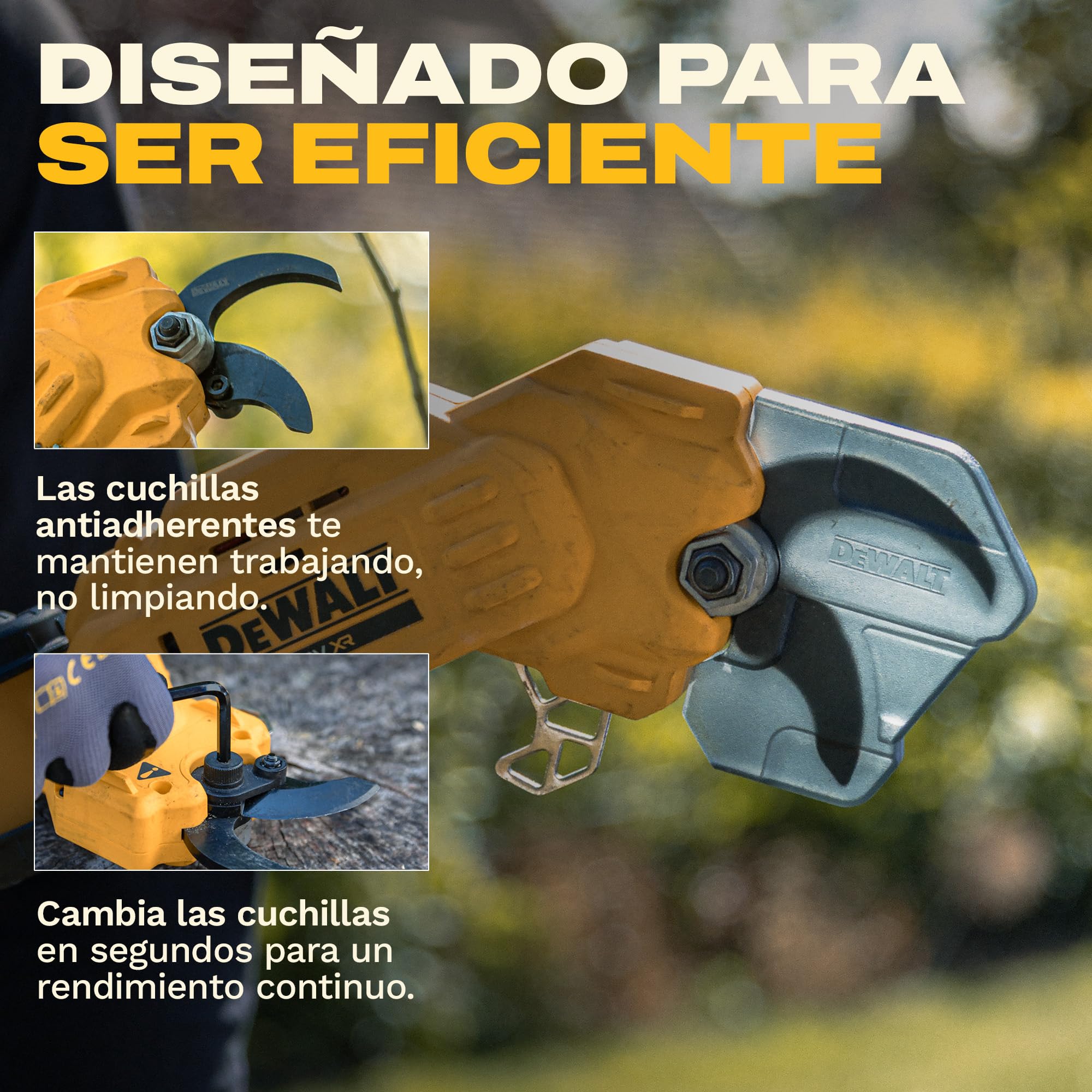 DEWALT 18V XR Podadora de Altura Profesional; Corte potente y preciso para ramas altas, Solo herramienta, DCMPP569N-XJ