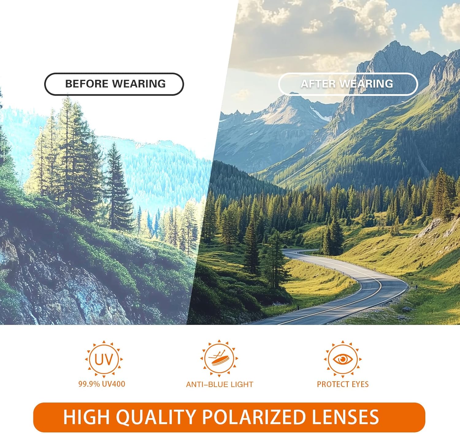 suoso Polarized Sports Sunglasses for Men: UV400 Protection Wrap Around Women Sun Glasses for Fishing Golf Running TR90 - Image 5