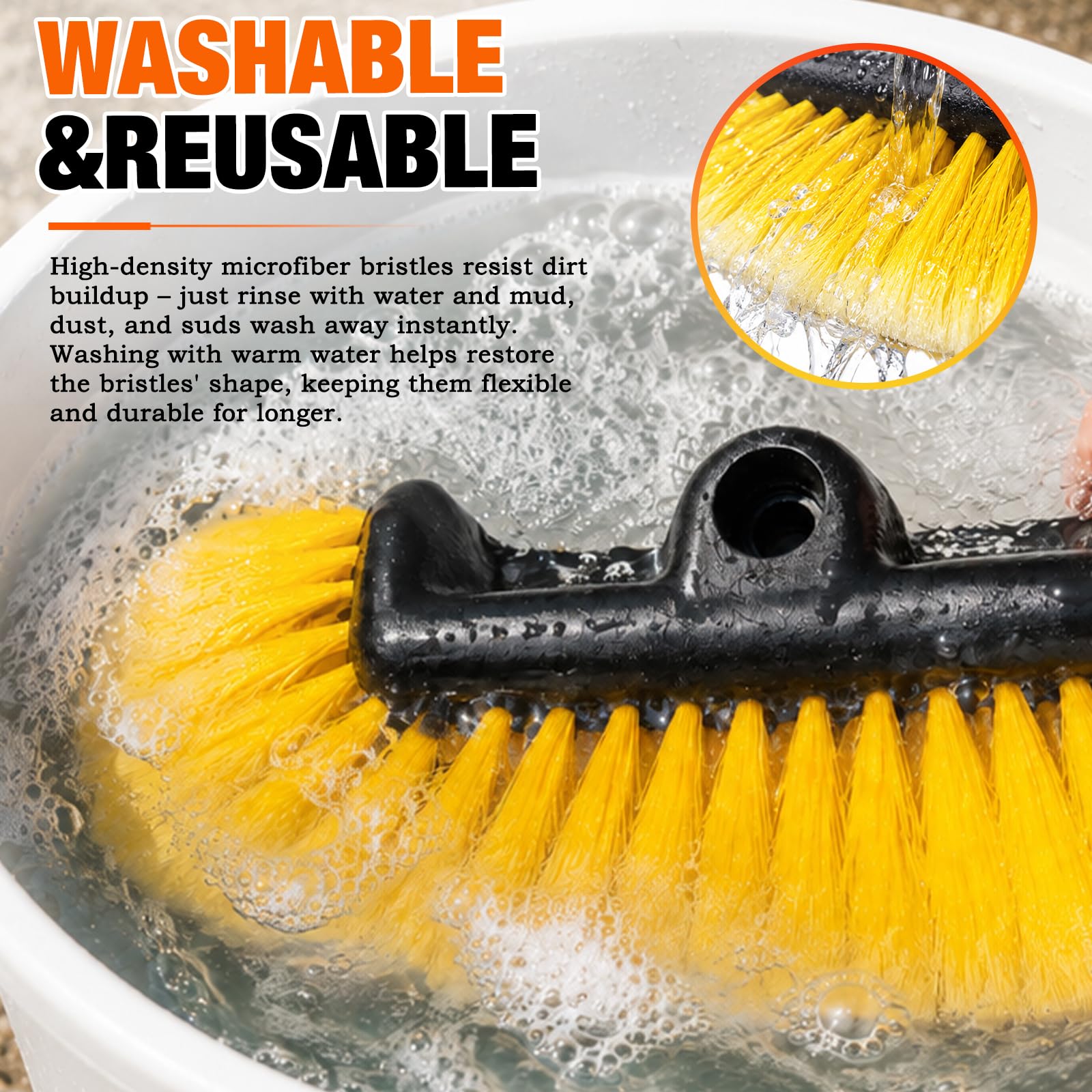 LAANPOLE Cepillo de lavado de coches, cerdas suaves de 30 cm, cepillo de lavado para caravanas, camiones, barcos