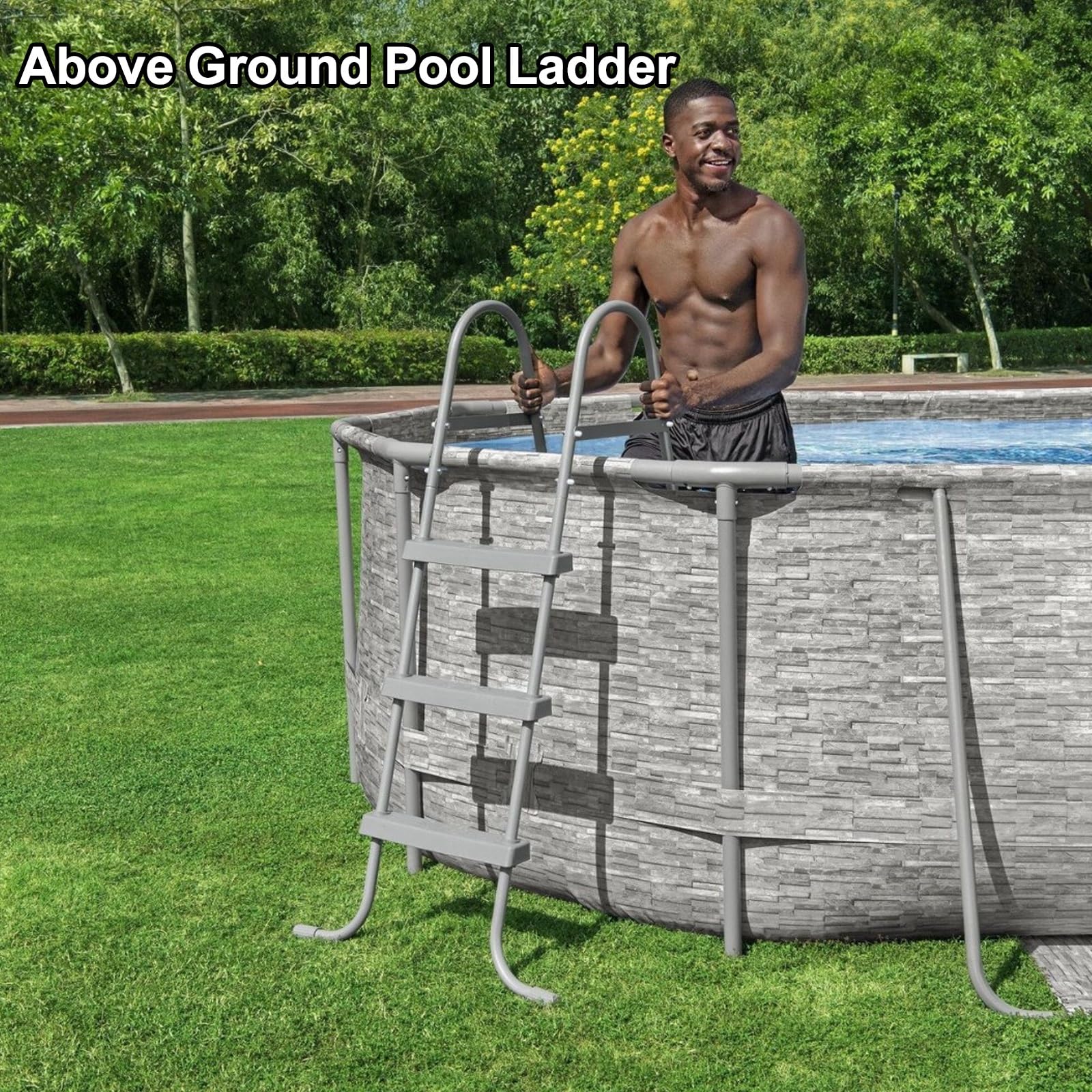 Scalaa 3 Gradini Materiale Metallico, Pedale Antiscivolo, Facile da Entrare e Uscire, Scalaa Piscina Fuori Terraa per Piscina/Piscina Barca