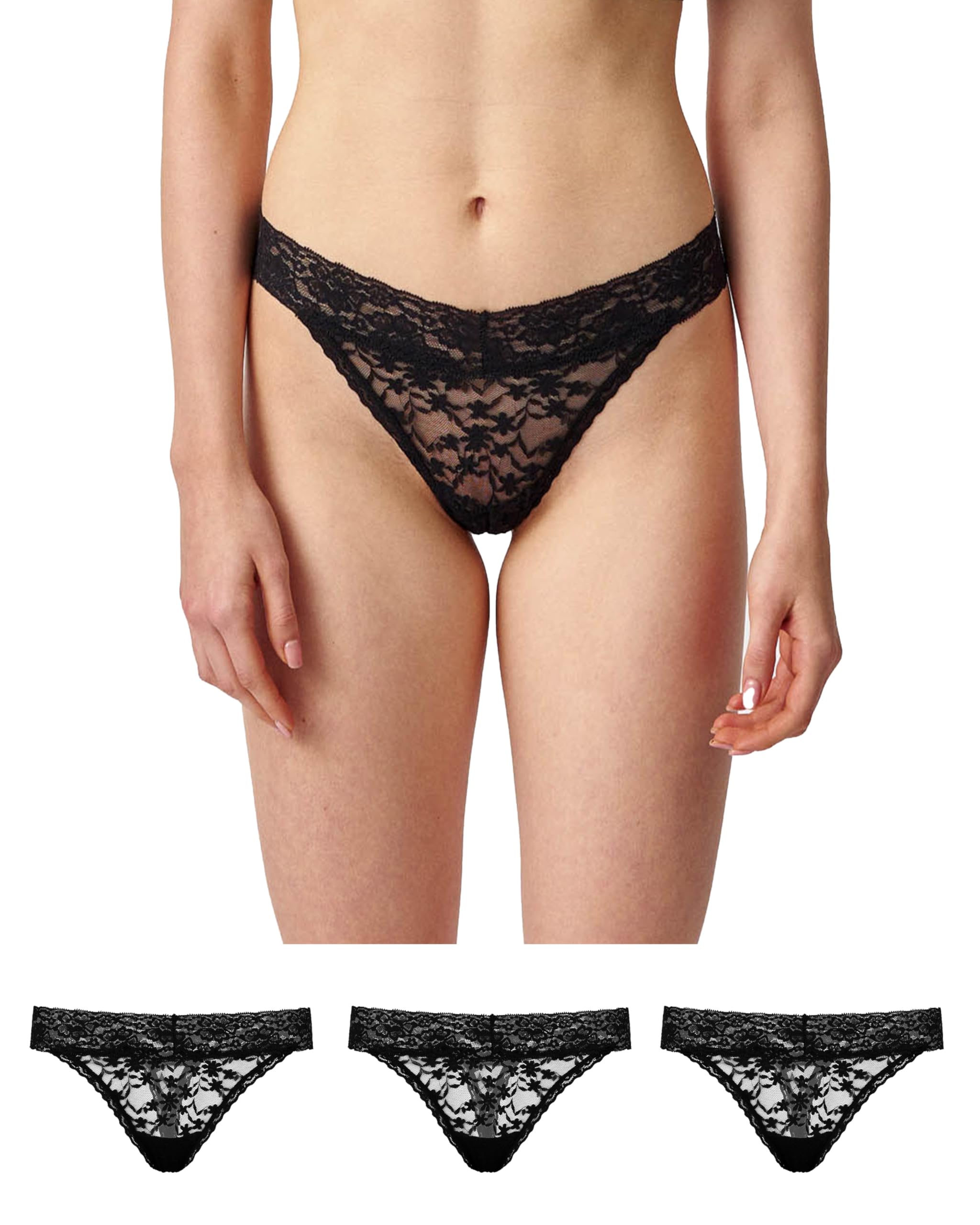 Snocks Tanga Damen mit Spitze aus Bio-Baumwolle 3er Pack - String Damen Klassisches Design - Angenehmes Tragegefühl ohne Einschneiden - Unsichtbare Unterwäsche