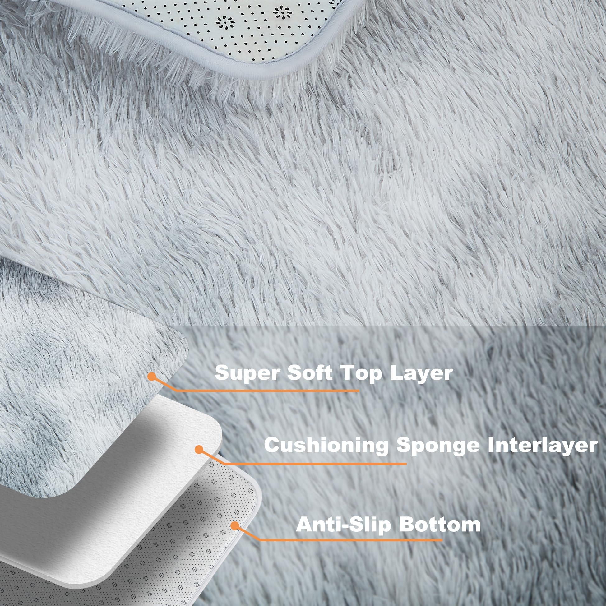 Lommegy Tappeto Salotto Moderno Shaggy Tappeto a Pelo Lungo Grigio 120x160cm Grande Soffice e Morbido Tappeti Camera da Letto Tappeti Antiscivolo