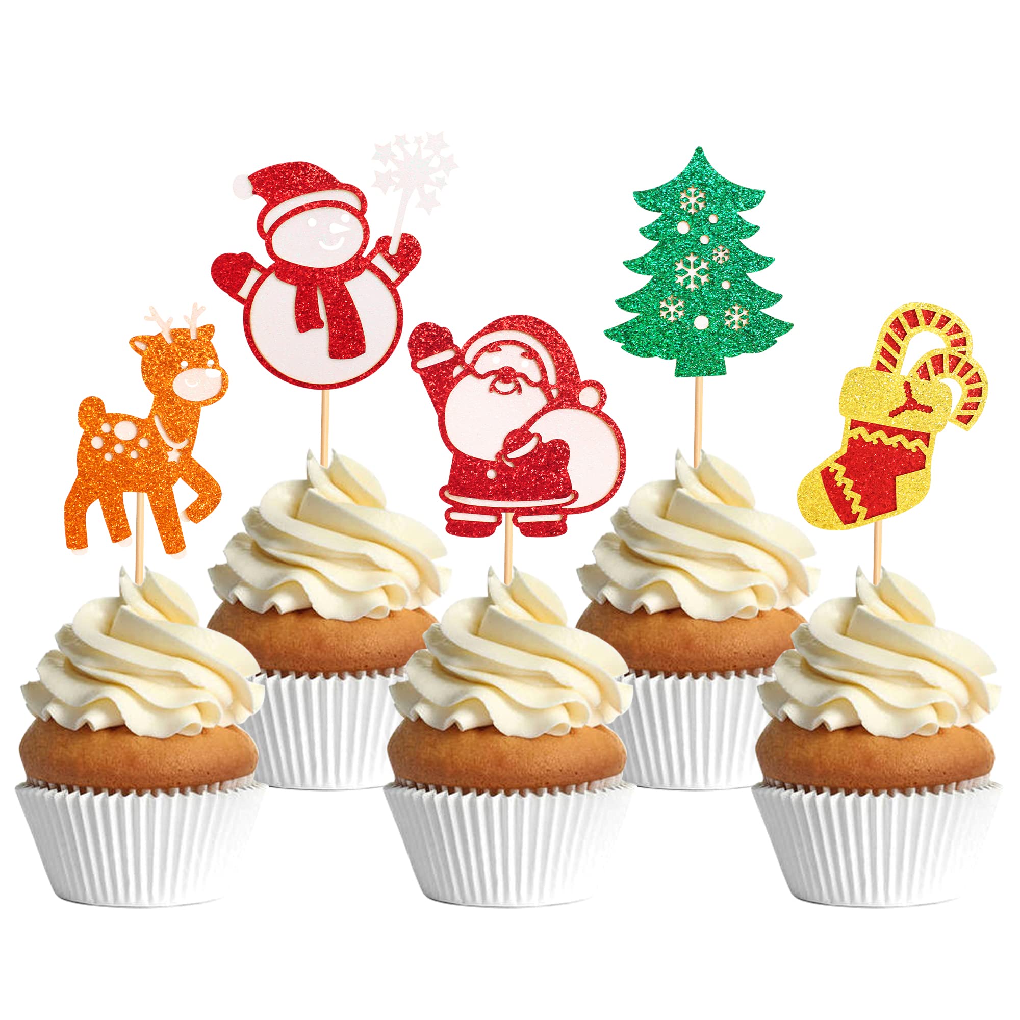 Décorations Pour Cupcakes De Noël – Lot De 24 Avec Message 'Joyeux Noël' - 5