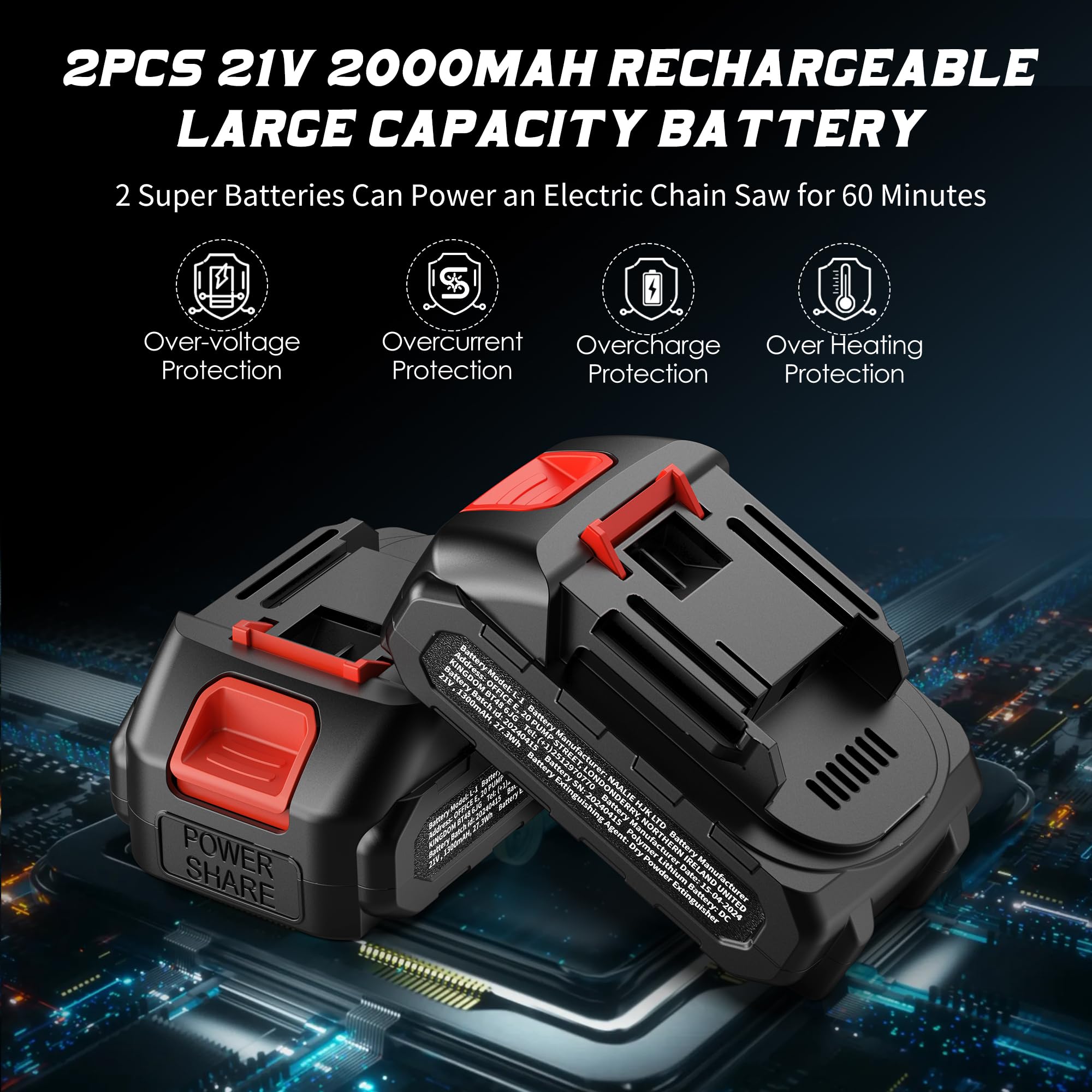 Mini Tronconneuse a Batterie Tronconneuse -Coupe Branche Ãlectrique Scie Sans Fil petite Elageuse Chainsaw 6 Pouces avec 2 Batteries 2 Chaines 800W l'Élagage le Jardin Cour Bois jardinage Outils