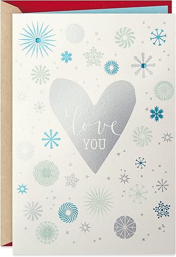 Hallmark Tarjeta de Navidad romántica para otros significativos (corazones plateados)