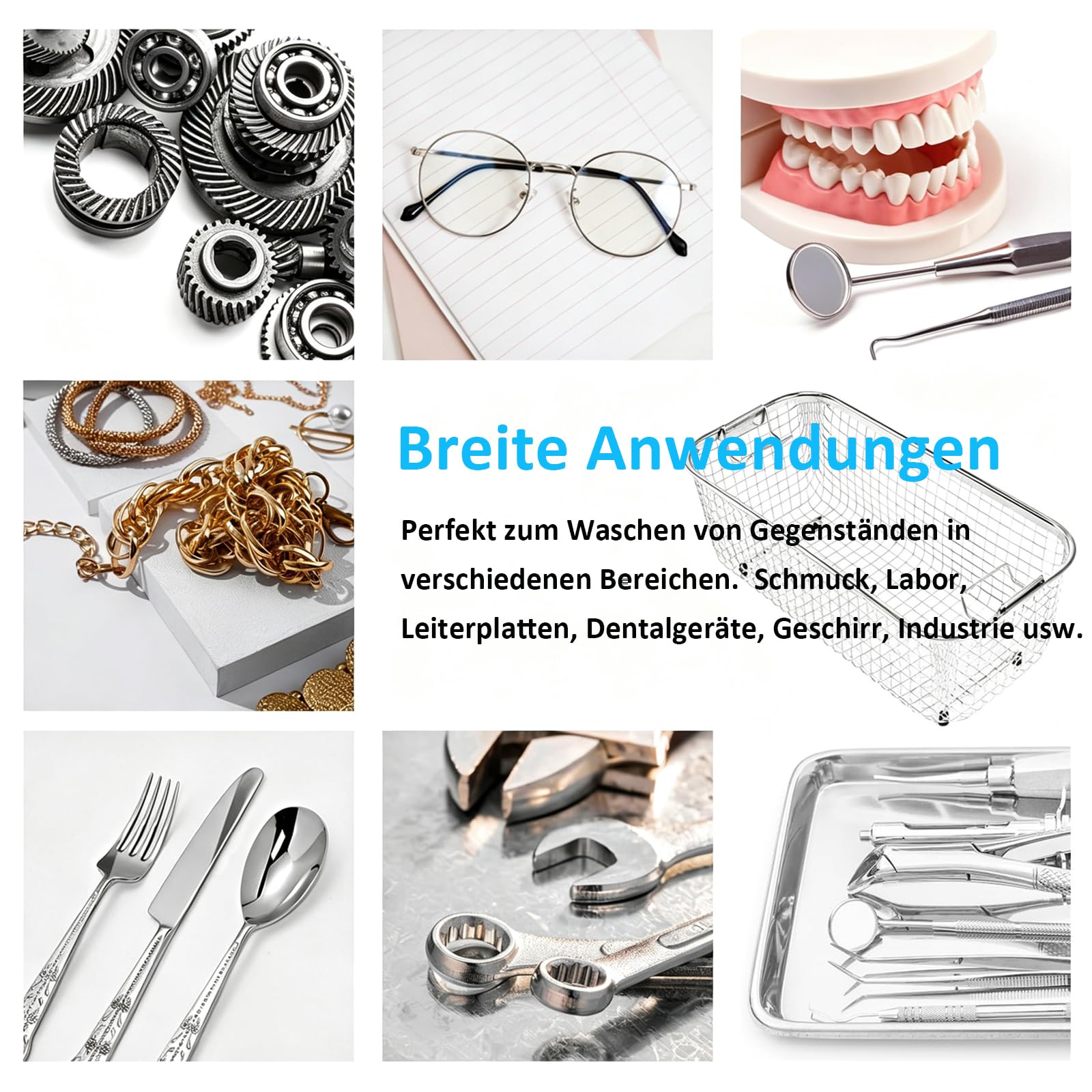 Ultraschallreiniger 6L, Reiniger ultraschallgerät Ultraschallreinigungsgerät Ultrasonic Cleaner, Heizung Digital Timer, fur glasses Jewellery False Teeth Coins, Reinigungshandschuhen Reinigungskorb