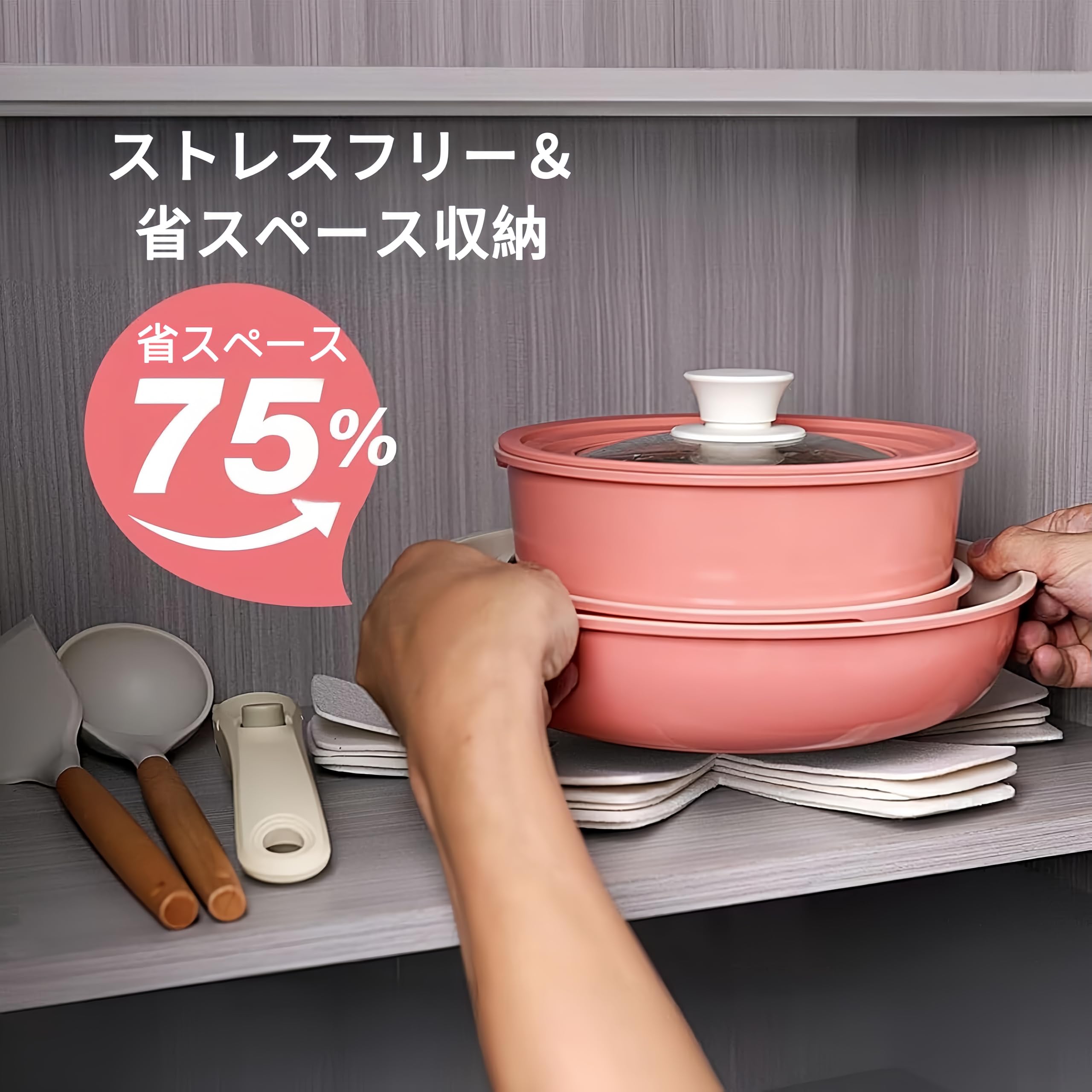 ノンスティック調理器具セット 取り外し可能なハンドル付きの鍋とフライパンセット Dearolling 取り外し可能なハンドル付きフルセット鍋セット 家庭