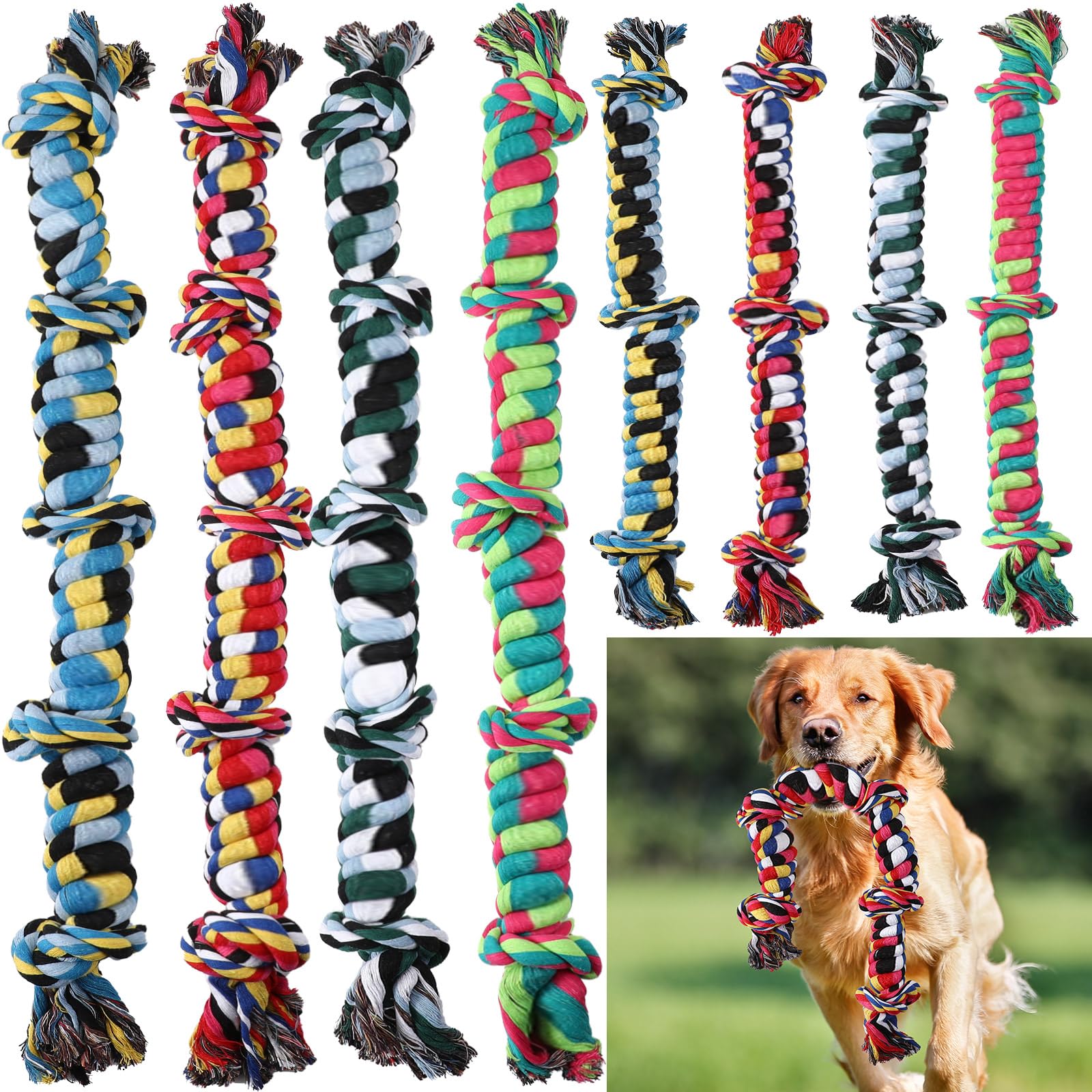 Leitee 8 Pack Dog Rope Toys for Aggressive Chewers Touch Dog Rope Toys
