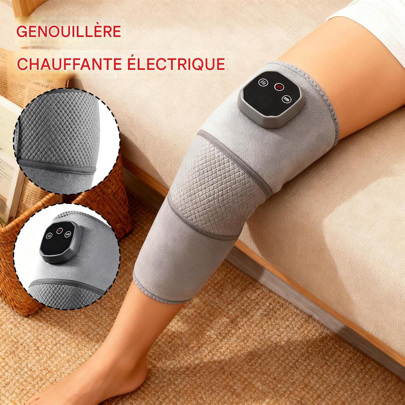 Massageur de Genou Chauffant 4 Réglages De Température Et 4 Modes De