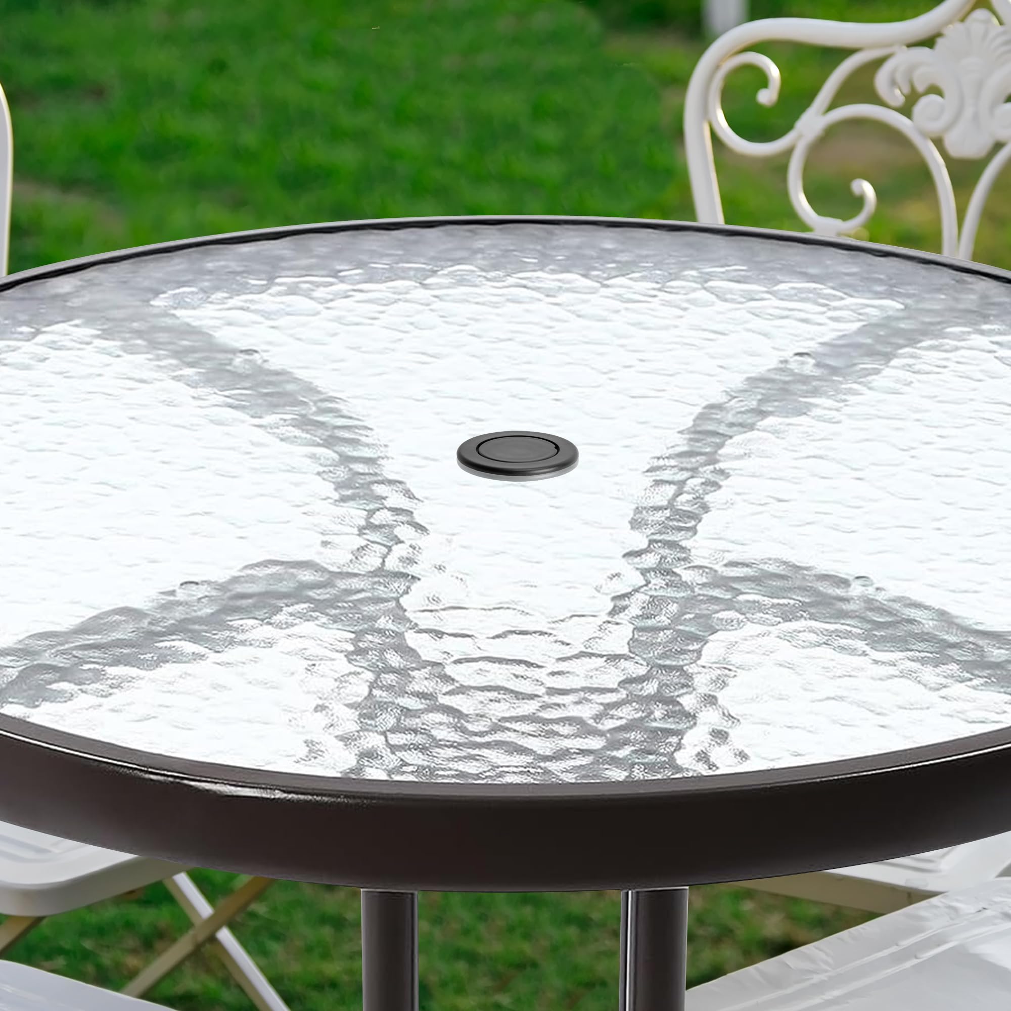 DECOHS 2 Pcs 2 Inch Parasol Umbrella Hole Ring Plug and Cap Set, Thicker Patio Table Hole Cover Insert, Deck Table Umbrella Holes Plug Replacement Parts for Outdoor Patio Table