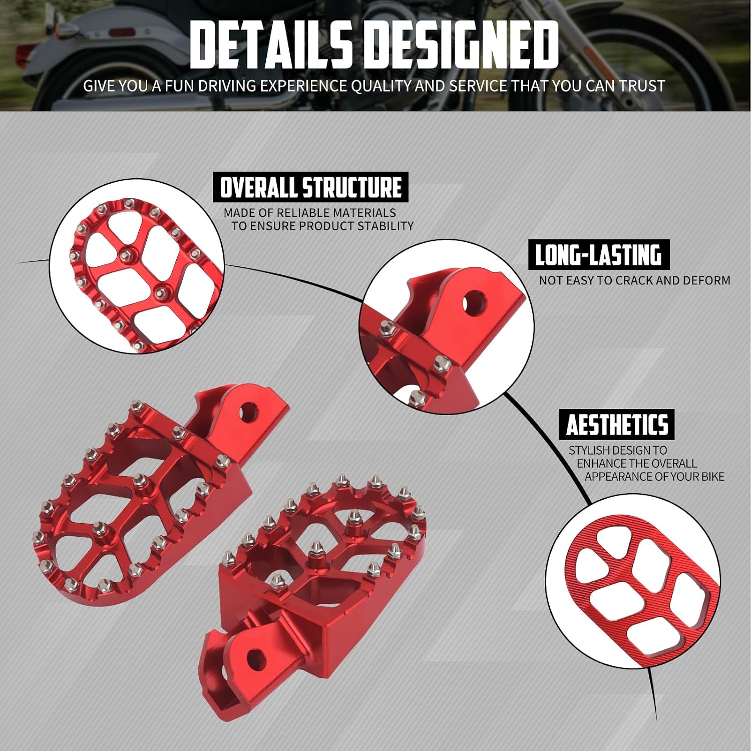 Dirt Bike Foot Pegs CNC Footpegs Pedals Rest Fit for Surron Light Bee X S E Ride Pro SS CRF150F CRF230F CRF250F XR150L XR125L (Red)