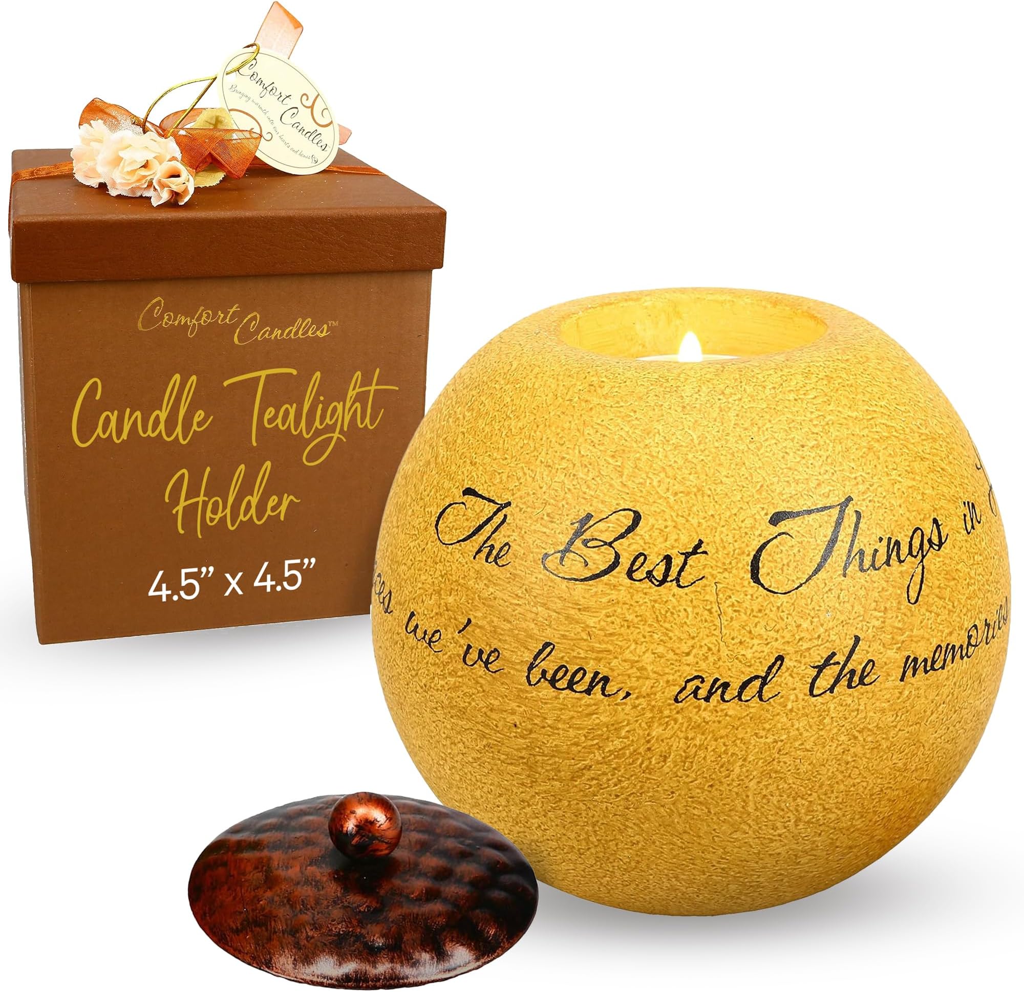 Pavilion - Comfort Candles The Best Things in Life - Includes Tea Light Candle, 4-1/2-Inch Round, Sentimental Saying