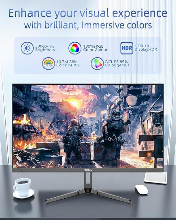 FYHXele 24.5 Inch Gaming Monitor 320Hz, FHD 1920x1080 Computer Monitor, 1ms Frameless, 100% sRGB, LED Background Light, Freesync Eye Care 2Display Port, 2HDMI