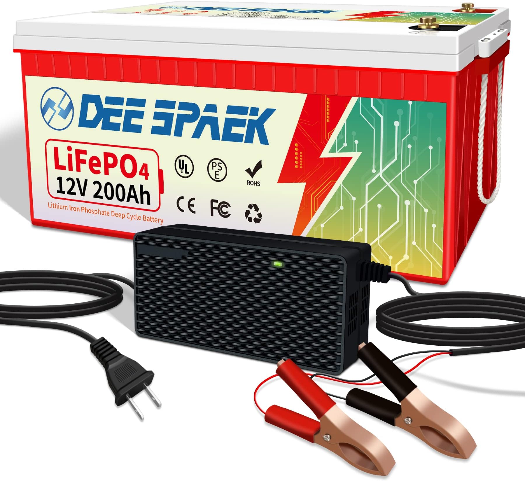 Batterie Lithium LifePO4 12V 100Ah DeeSpaek - Pour Solaire, Camping-Car, Marine - Avec BMS 100A