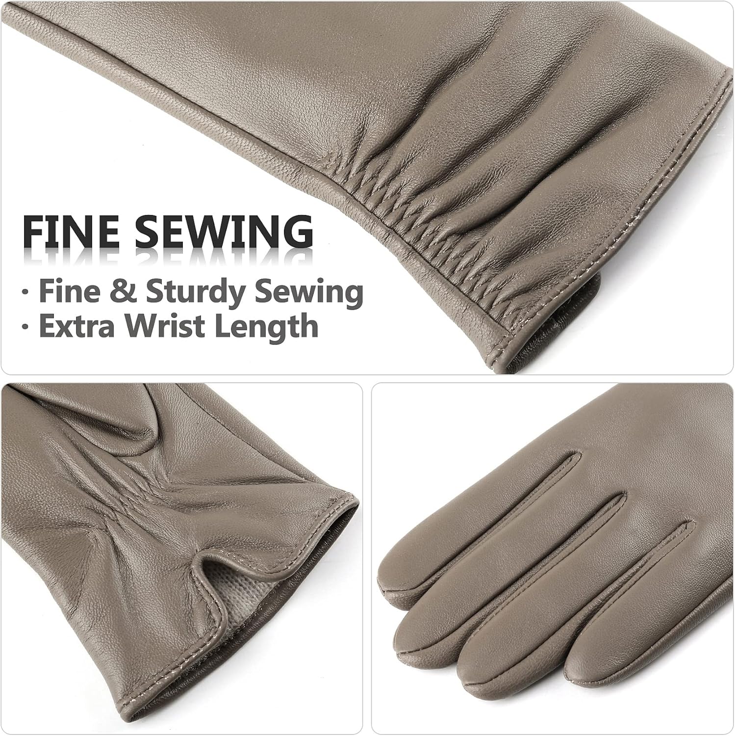 Dsane Womens Winter Leather Touchscreen Texting Warm Driving Lambskin Pure Genuine leather Gloves - Image 4