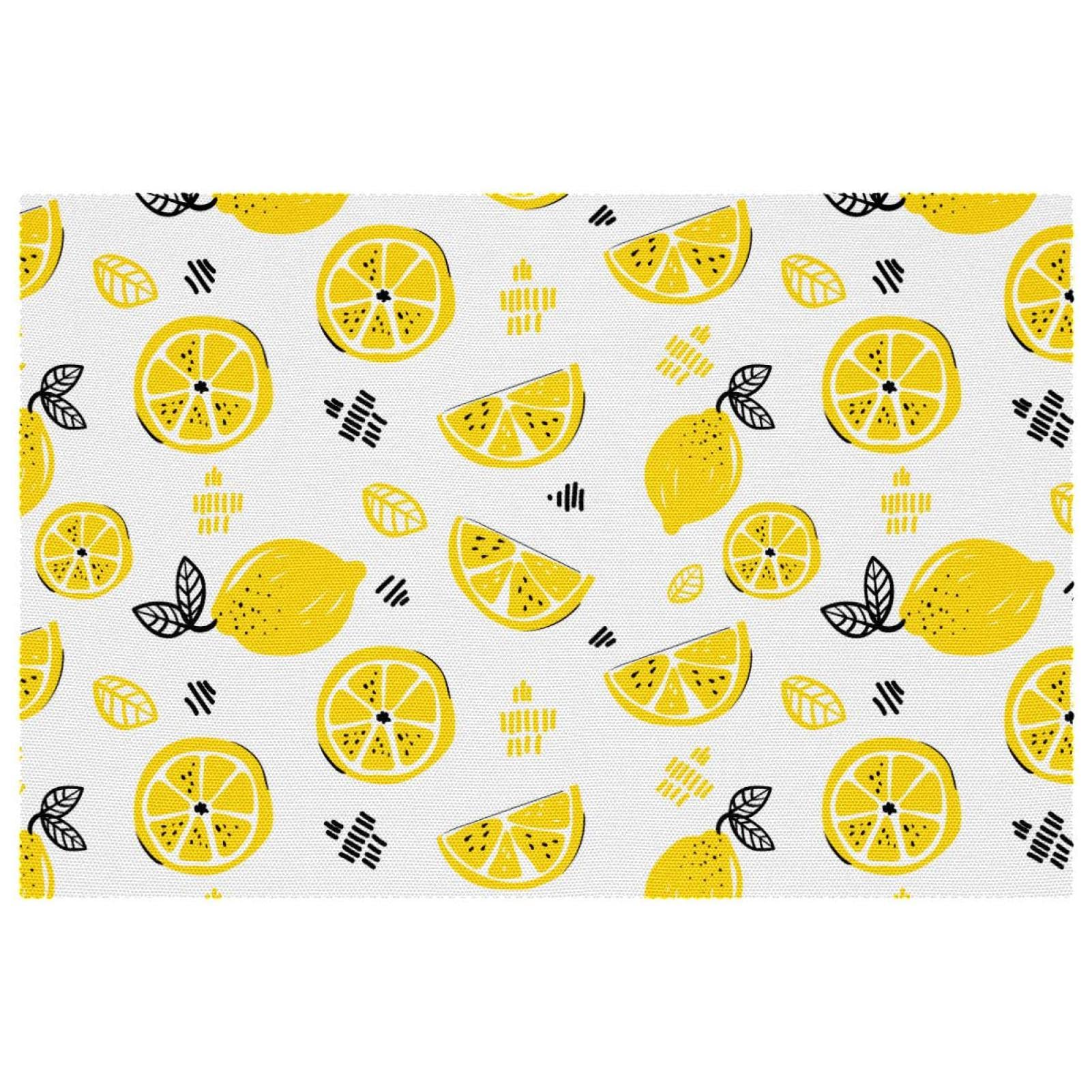 Set de table citron antidérapant et résistant à la chaleur pour salle à manger x6