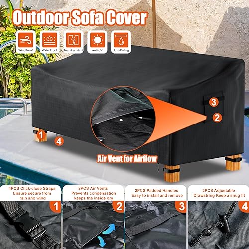 Miniatura 3 de Likorlove Funda de sofá 100% impermeable para exteriores, 78 pulgadas de ancho x 33 pulgadas de profundidad x 32 pulgadas de alto, fundas