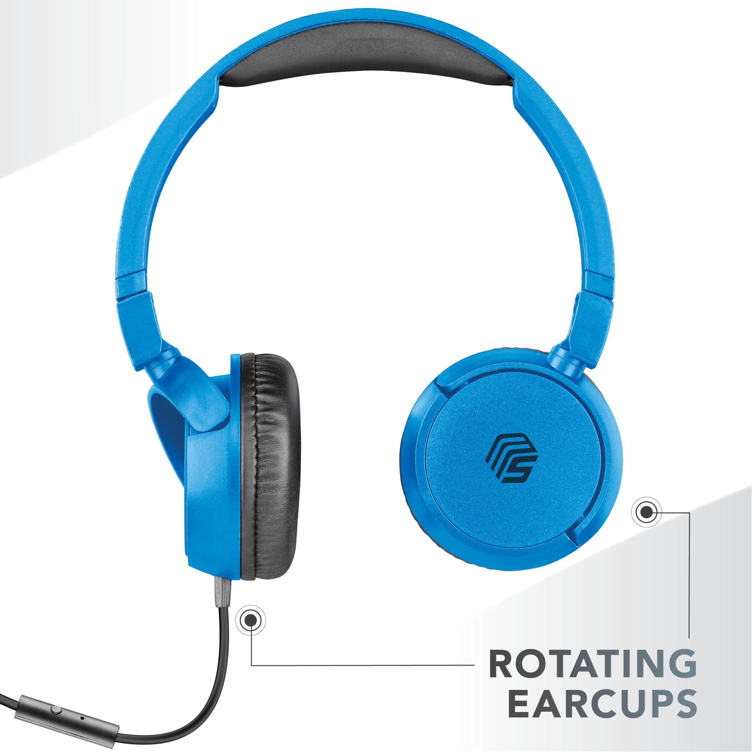 Music Sound/HEADBAND Basic/składane słuchawki douszne z przewodem i mikrofonem - Jack 3,5 mm - kolor niebieski, jeden rozmiar