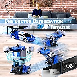Dolanus Remote Control Car - Transform Robot RC Cars Contains All Batteries: One-Button Deformation and 360 Degree Rotating Drifting, Present Christmas Birthday Gift for Boys/Girls