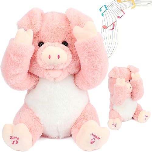 Cuteoy Peek A Boo Piggy interactivo repite lo que dices peluche parlante de cerdo musical que habla adorable regalo de animado eléctrico 11 pulgadas