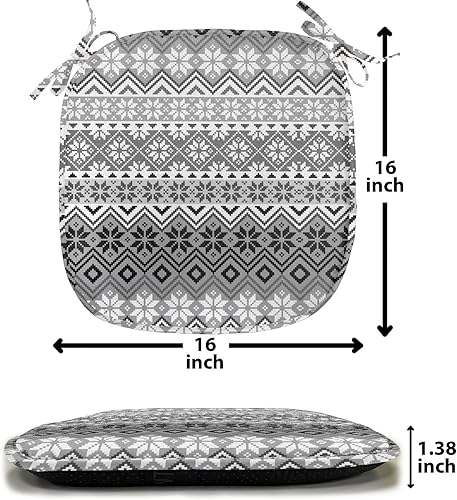 Miniatura 7 de Ambesonne Juego de 2 cojines nórdicos para asiento de silla, tema de punto, patrón de arte de chevron, adornos escandinavos, motivos clásicos,