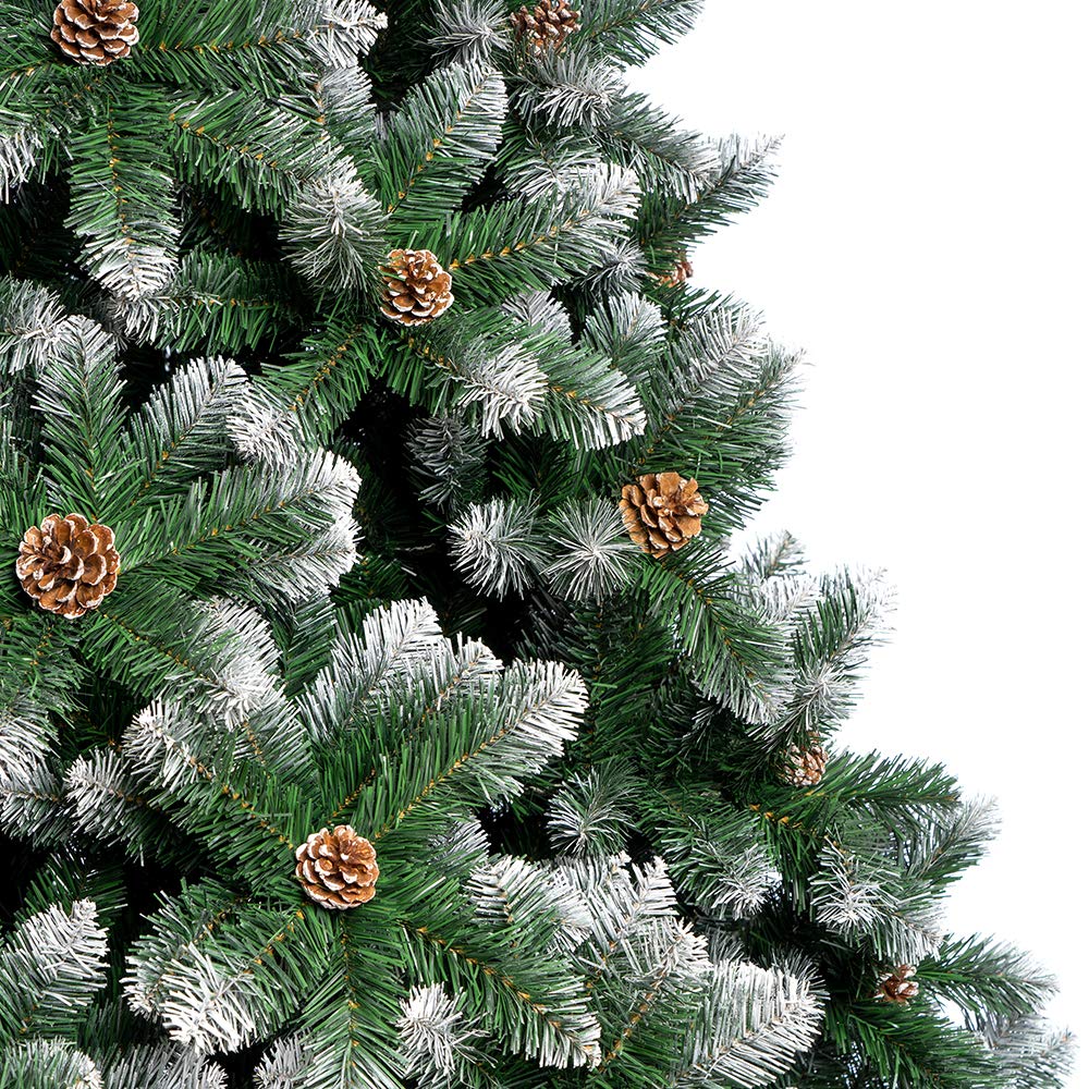 Nataland Albero di Natale Artificiale Verde Innevato Con Pigne, Modello Aspen Altezza 180 Cm, Abete Super Folto con Effetto Realistico e Rami Con Aghi Anticaduta