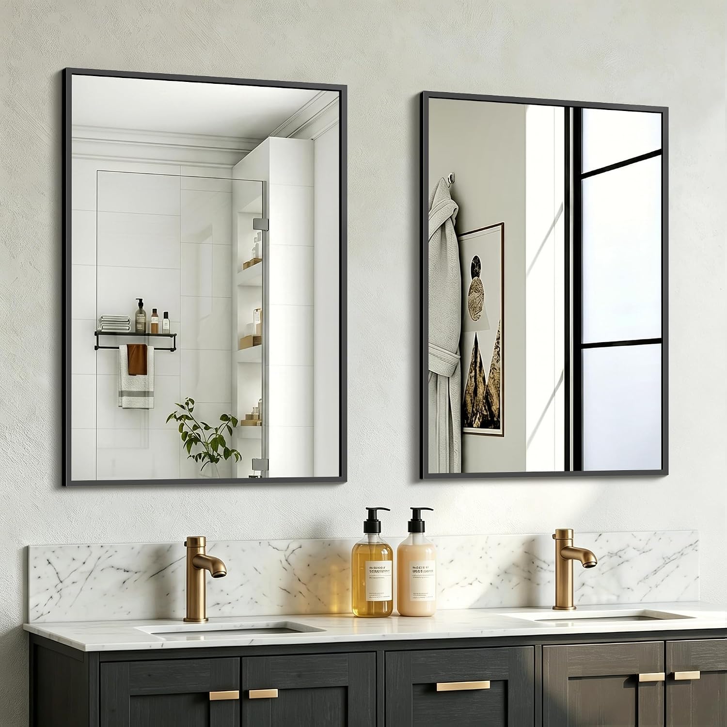 Bathroom Mirror for Wall, 2 Pack 20″x30″ Black Vanity Mirror with Metal Frame for Over Sink, Bathroom, Bedroom, Living Room, Entryway Bathroom Mirror for Wall, 2 Pack 20″x30″ Black Vanity Mirror with Metal Frame for Over Sink, Bathroom, Bedroom, Living Room, Entryway