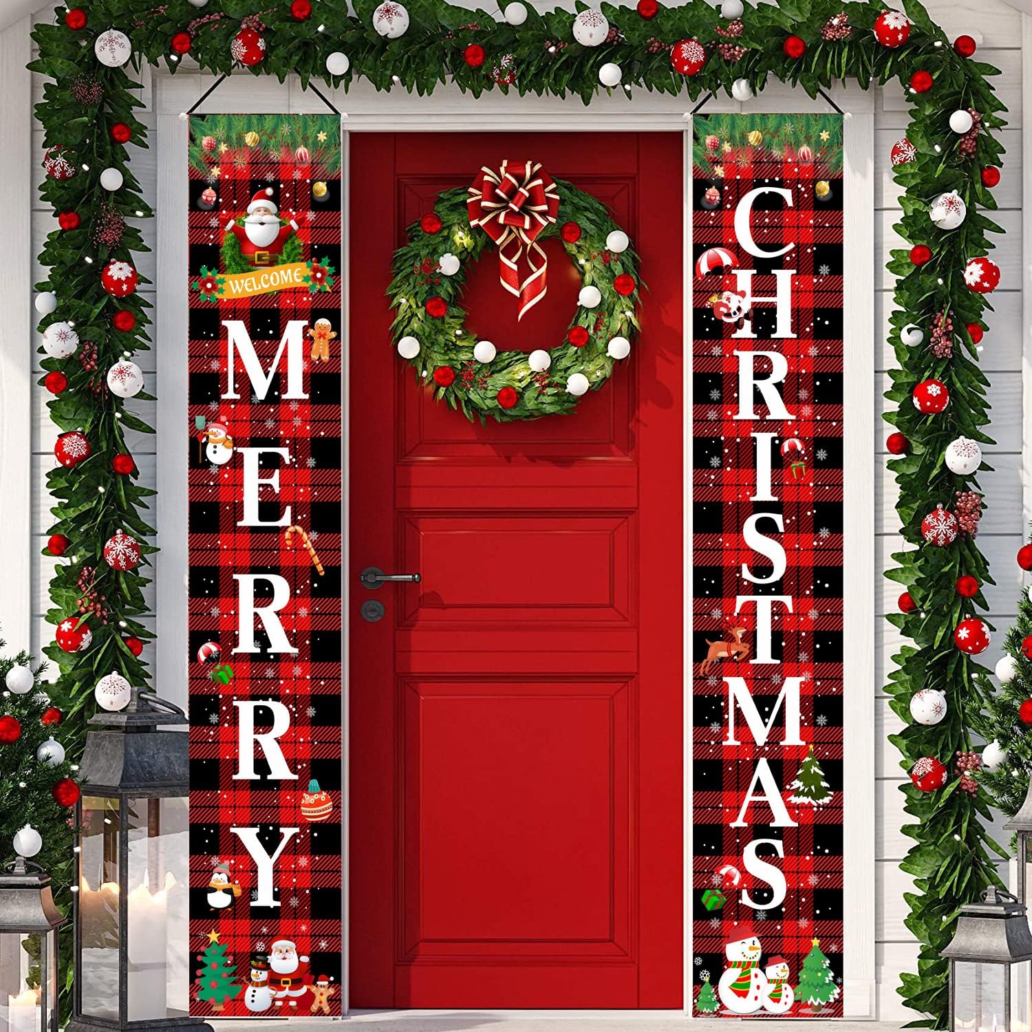 DmHirmg Christmas Porch Banner,Christmas Door Banner