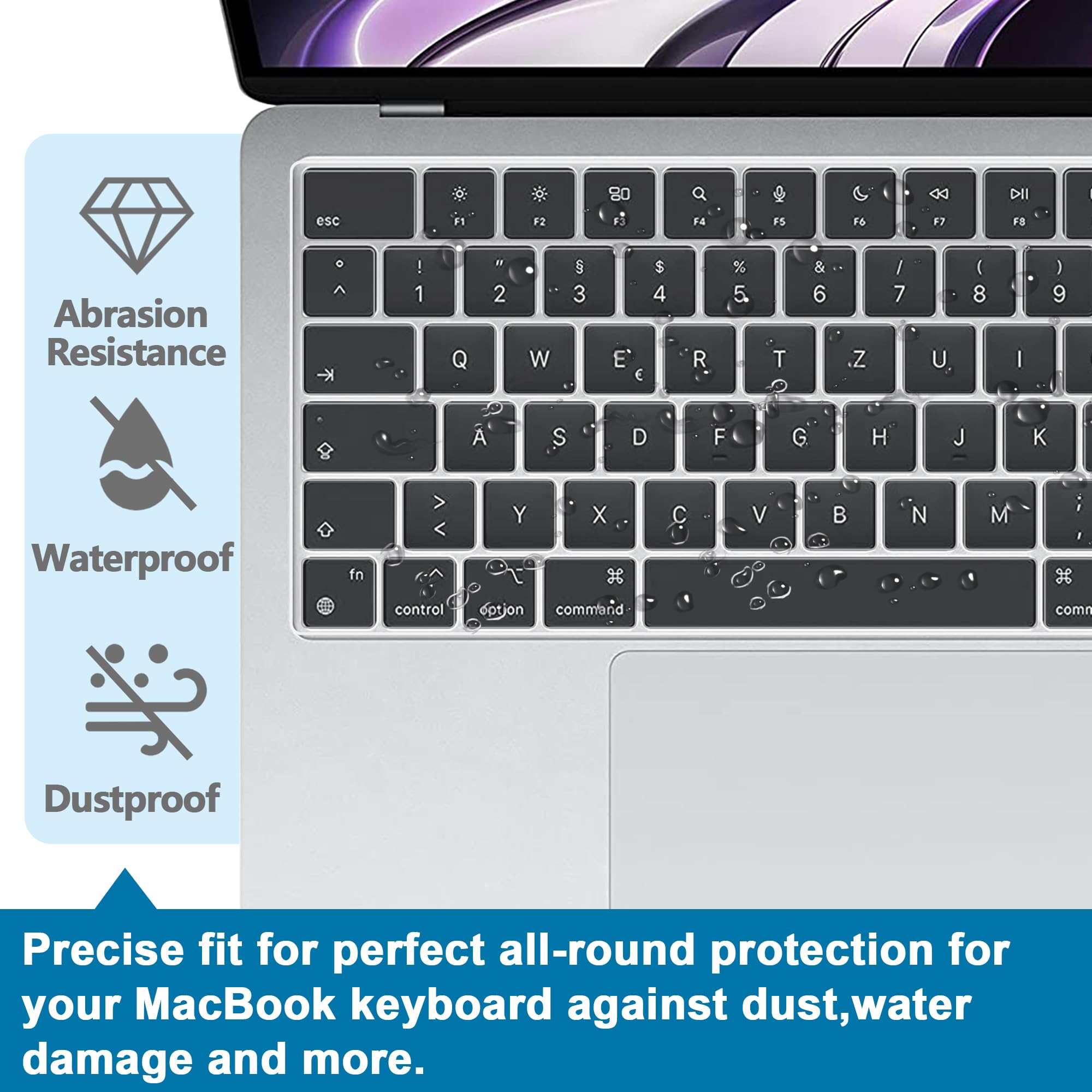 NPUOLS Ultra Fine Protection Clavier pour MacBook Air 13 M1 2020 A2337 A2179 avec Touch ID - AZERTY EU Layout, Étanche à l'eau à la poussière Lavable Réutilisable Hautement Transparent Matériau TPU NPUOLS Ultra Fine Protection Clavier pour MacBook Air 13 M1 2020 A2337 A2179 avec Touch ID - AZERTY EU Layout, Étanche à l'eau à la poussière Lavable Réutilisable Hautement Transparent Matériau TPU