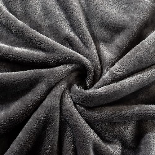 Miniatura 5 de MORANJIAFANG Solid Color Flannel Blanket Thicken Reversible Fleece Thermal Blanket Dark Grey Queen 90×90