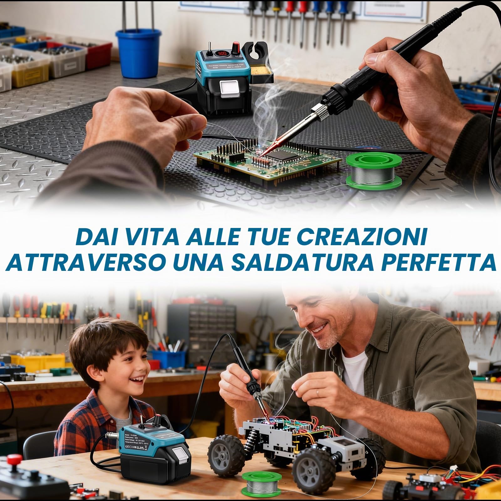 Set di saldatore senza fili per batteria Makita 18 V LXT, 90 W LED digitale, pistola saldante con 5 punte, filo di saldatura da 0,04", per ogni appassionato di hobby (batteria non inclusa)