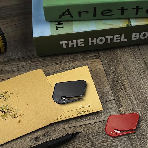 Miniatura 6 de Abridor de cartas paquete de 4 abridores de letras de plástico con hoja abridor de correo para sobre paquete corte de papel abridor de cartas seguro