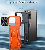Vista 6 de FNTCASE Funda para iPhone 15 Pro: protección contra caídas y golpes de grado militar con soporte y tobogán Resistente textura protectora
