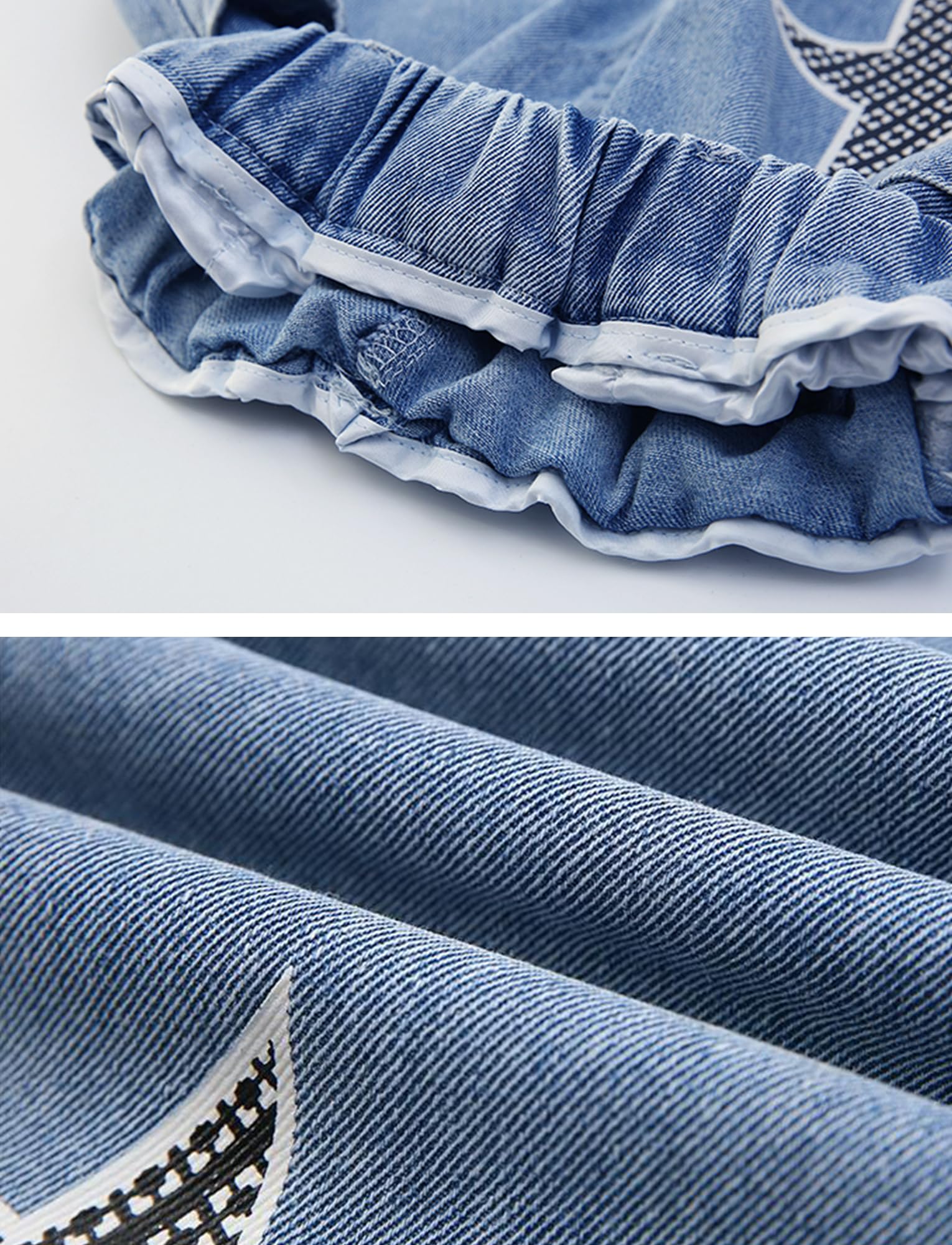 Happy Cherry Jeans da ragazza a gamba larga dritta svasata in denim per tutte le stagioni 5-15 anni