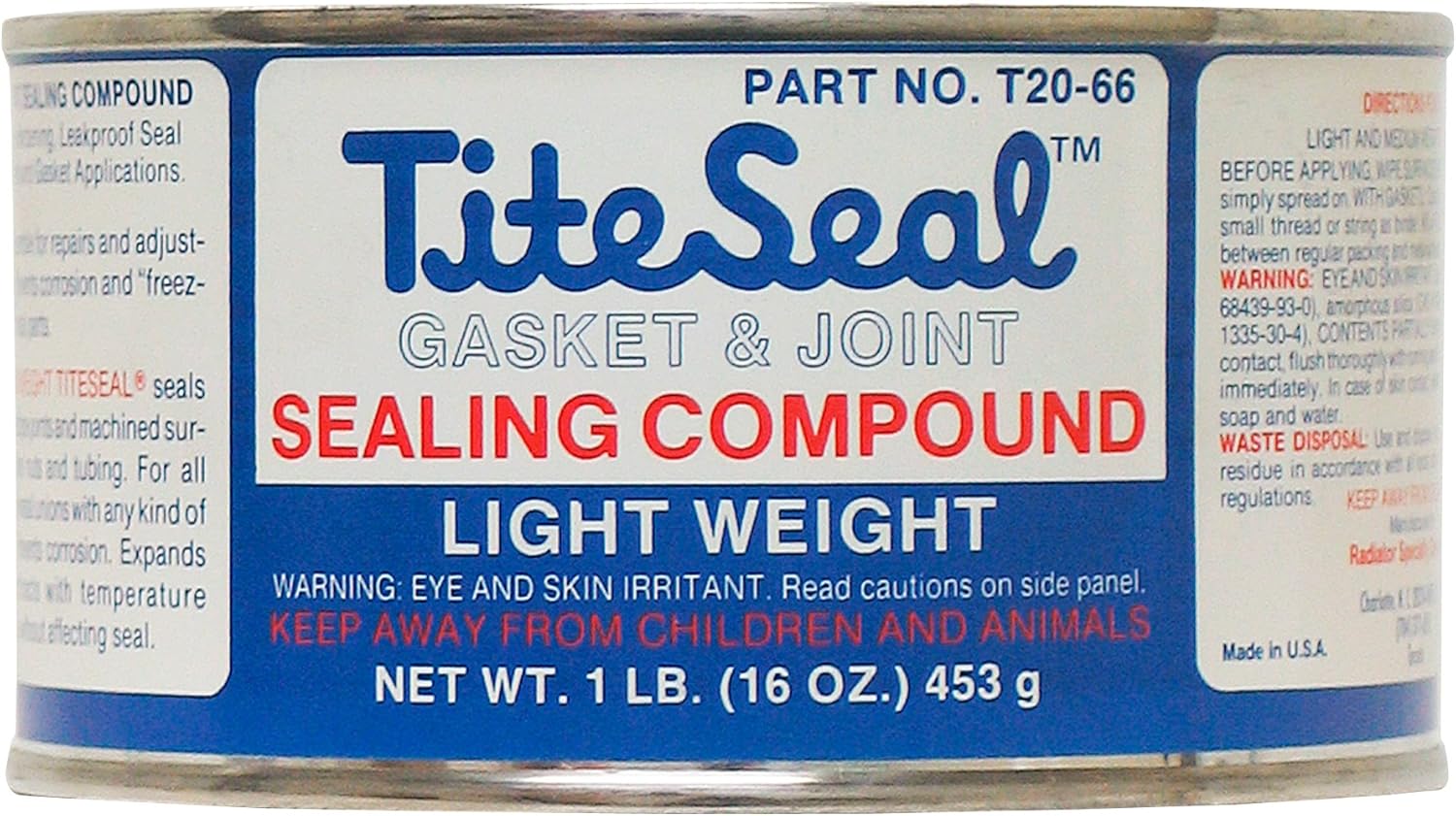 TITESEAL T2066 Lightweight Sealing Compound 1 lb - Pipe Thread Sealant for Extreme Temps & Corrosion Protection