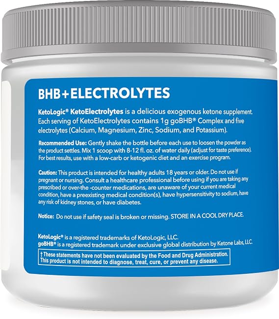 Ketologic Keto Electrolyte Powder (Tropical Punch) 30 Servings | Sugar-Free Hydration Drink Mix with goBHB Complex