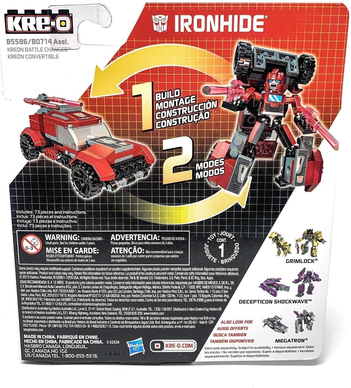 Hasbro IRONHIDE Battle Changer Transformers KRE-O kreo kreon G1 Iron Hide